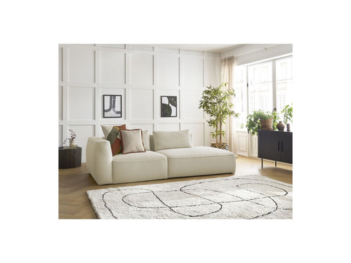 Canapé Droit Fixe 3 Places - Leopold - Velours Côtelé - Accoudoir Gauche - Beige