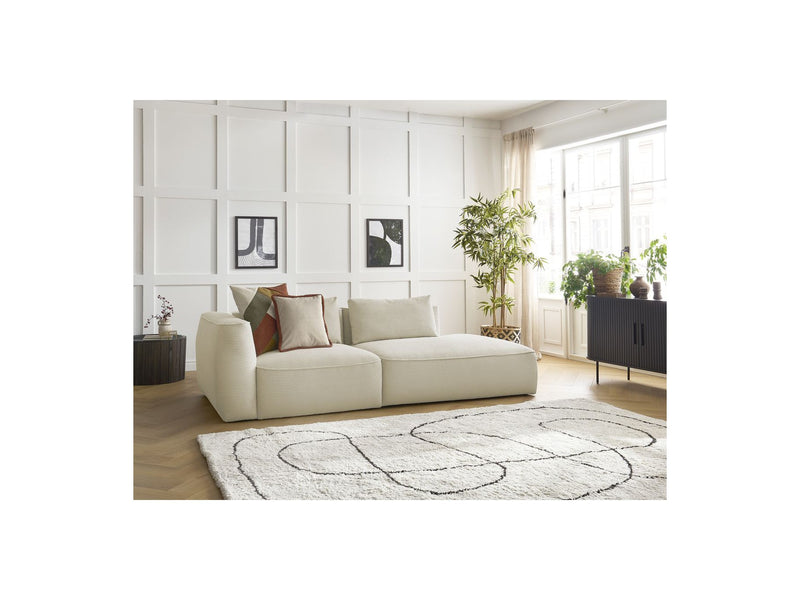 Canapé Droit Fixe 3 Places - Leopold - Velours Côtelé - Accoudoir Gauche - Beige