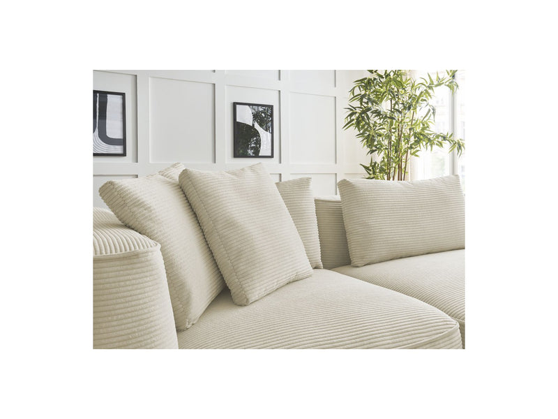 Canapé Droit Fixe 3 Places - Leopold - Velours Côtelé - Accoudoir Gauche - Beige