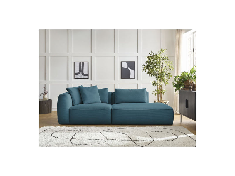 Canapé Droit Fixe 3 Places - Leopold - Velours Côtelé - Angle Droit