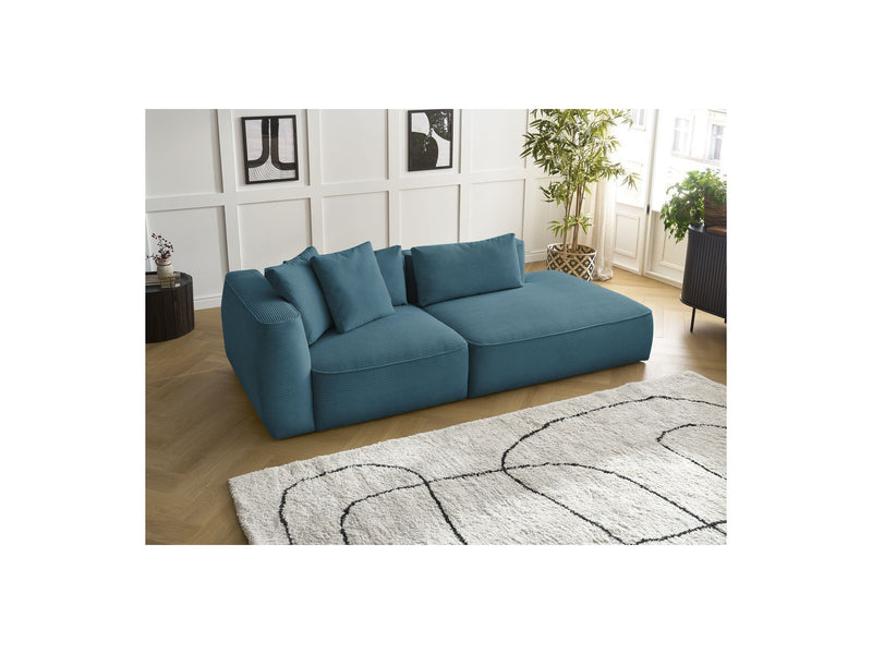 Canapé Droit Fixe 3 Places - Leopold - Velours Côtelé - Angle Droit