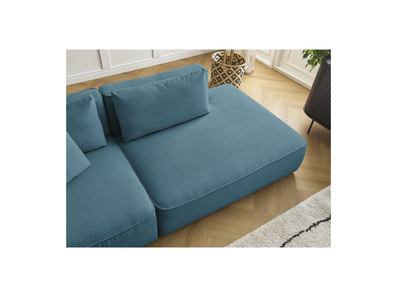 Canapé Droit Fixe 3 Places - Leopold - Velours Côtelé - Angle Droit