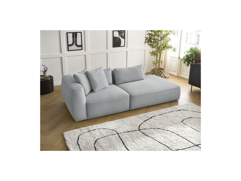 Canapé Droit Fixe 3 Places - Leopold - Velours Côtelé - Angle Droit