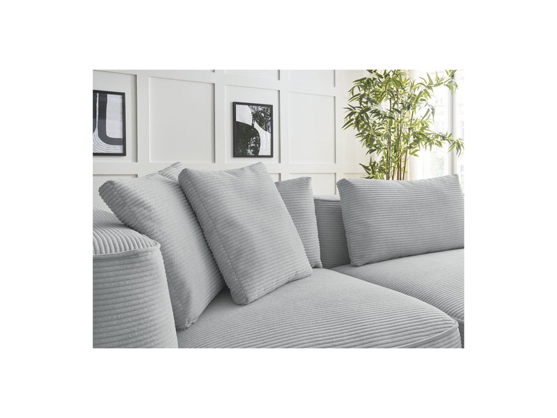 Canapé Droit Fixe 3 Places - Leopold - Velours Côtelé - Angle Droit