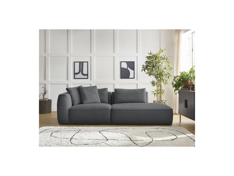 Canapé Droit Fixe 3 Places - Leopold - Velours Côtelé - Angle Droit