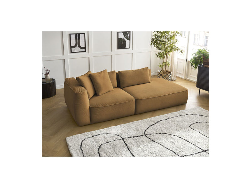 Canapé Droit Fixe 3 Places - Leopold - Velours Côtelé - Angle Droit