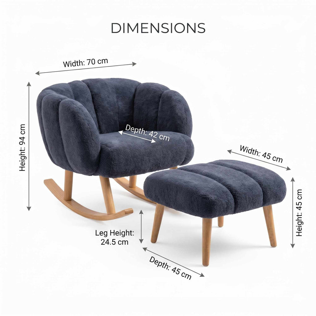 Lotus - Set Fauteuil & Pouf (2 Pièces) - Anthracite