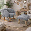 Lotus - Armchair & Pouffe Set (2 Pieces) - Grey