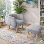 Lotus - Armchair & Pouffe Set (2 Pieces) - Grey