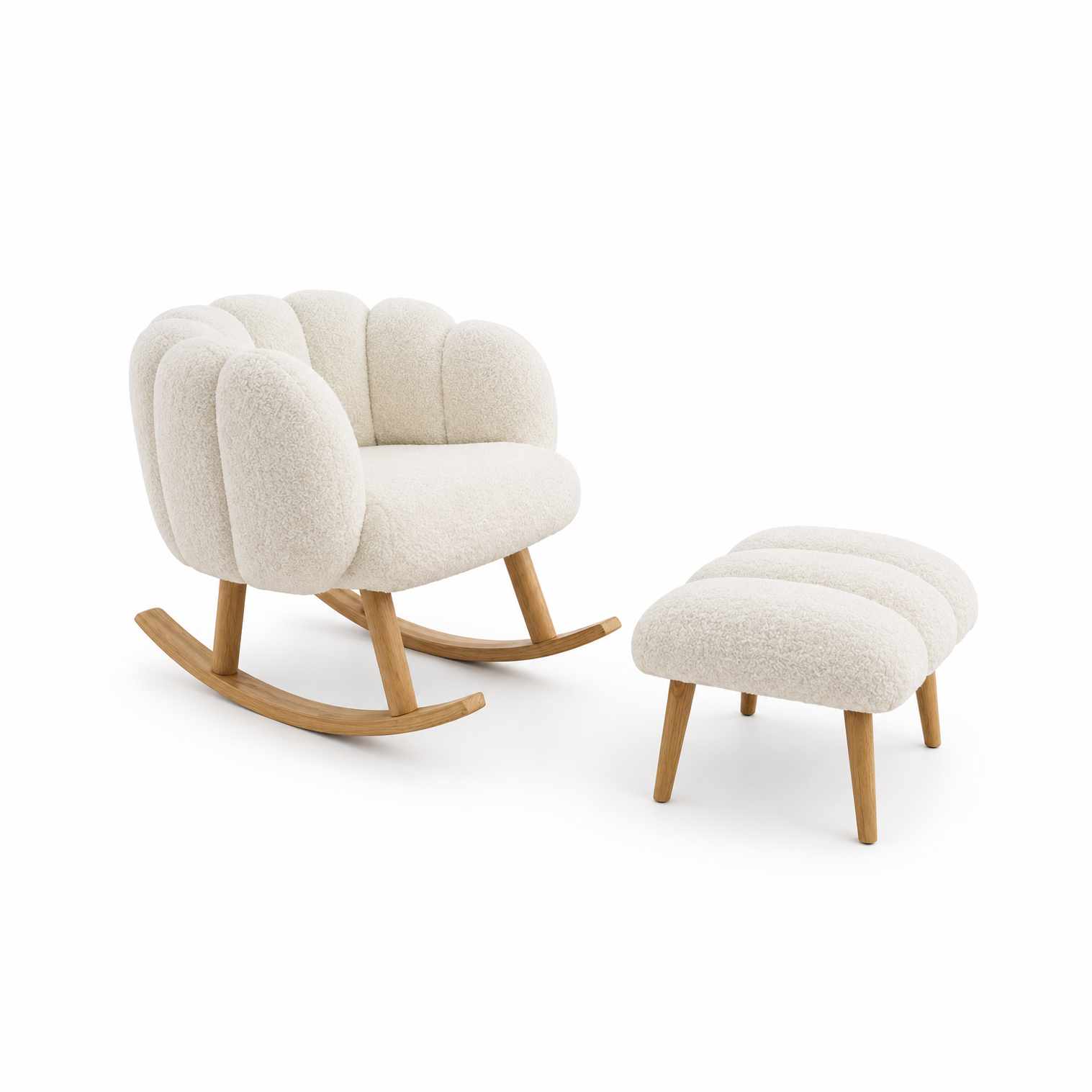Lotus - Armchair & Footstool Set (2 Pieces) - White