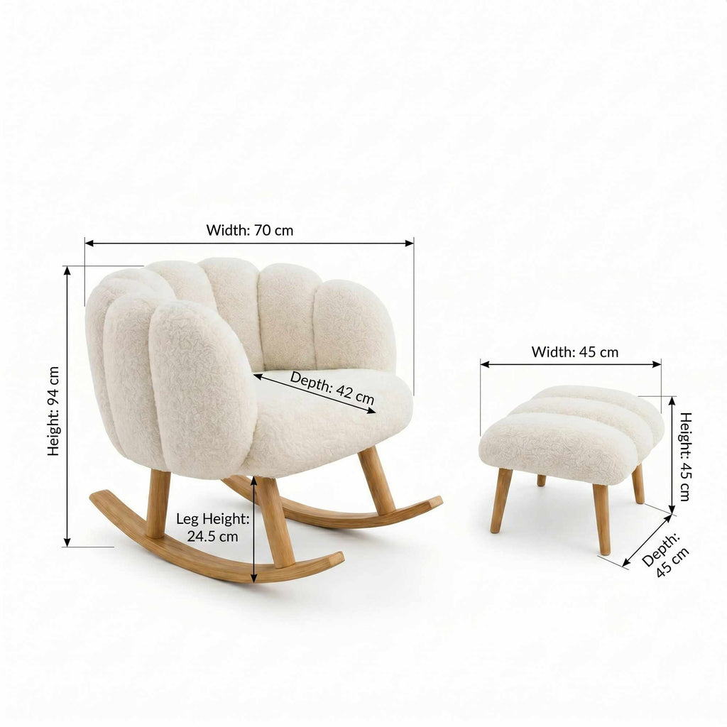 Lotus - Armchair & Footstool Set (2 Pieces) - White