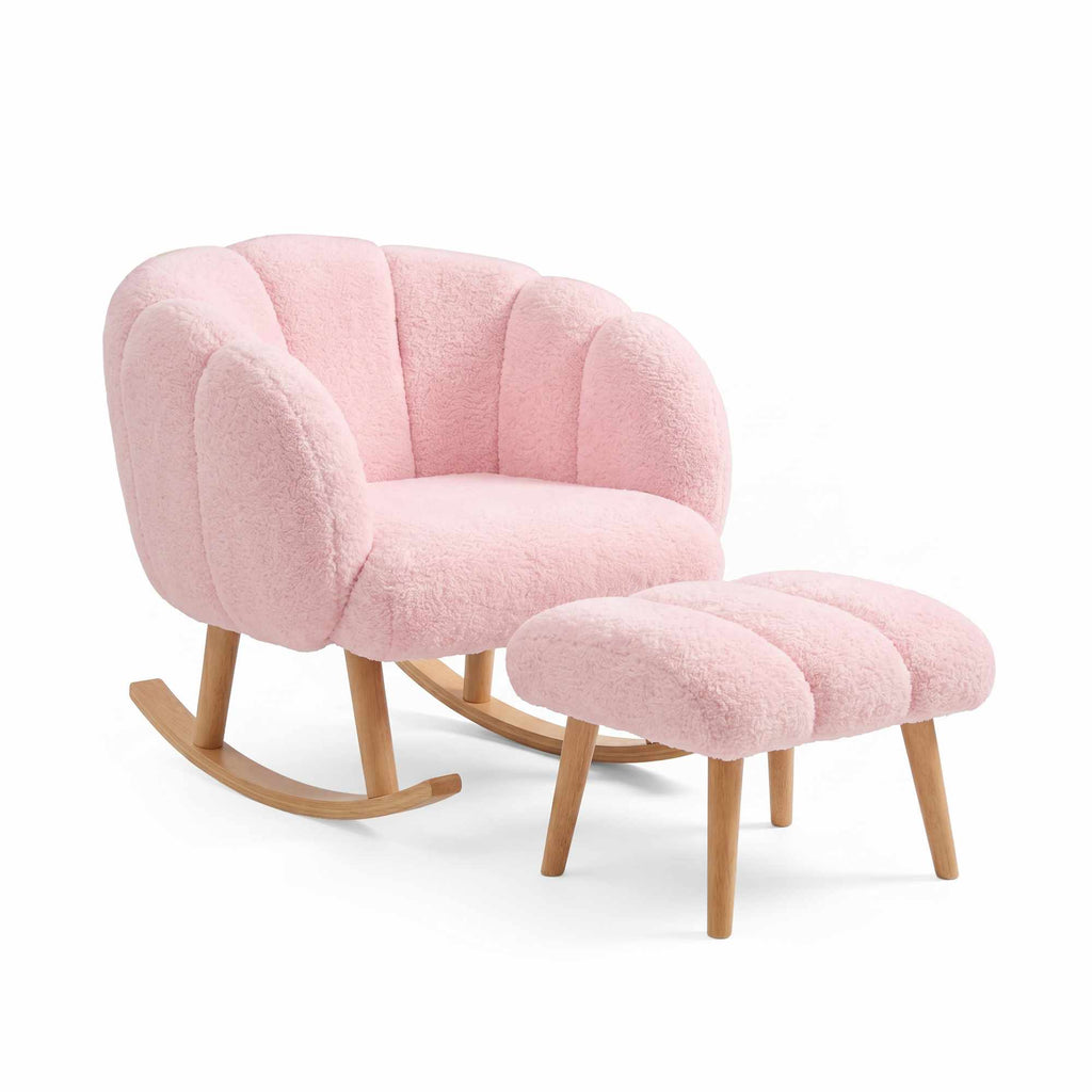 Lotus - Set Fauteuil & Pouf (2 Pièces) - Rose