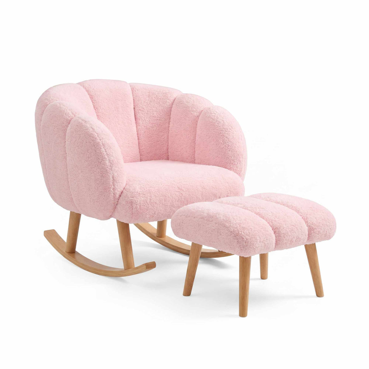 Lotus - Set Fauteuil & Pouf (2 Pièces) - Rose
