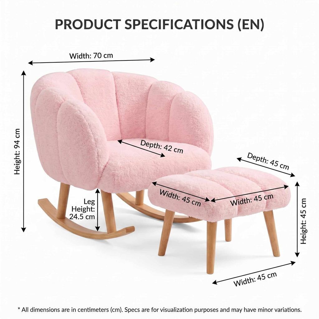 Lotus - Set Fauteuil & Pouf (2 Pièces) - Rose