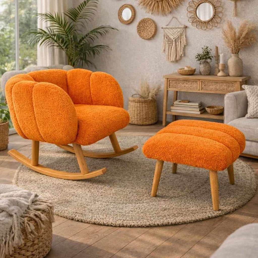 Lotus - Set Fauteuil & Pouf (2 Pièces) - Orange