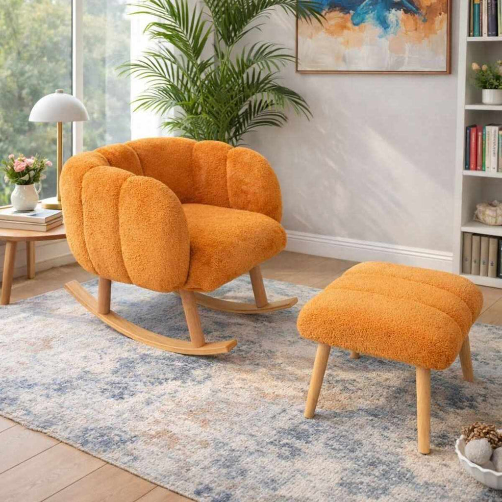 Lotus - Set Fauteuil & Pouf (2 Pièces) - Orange