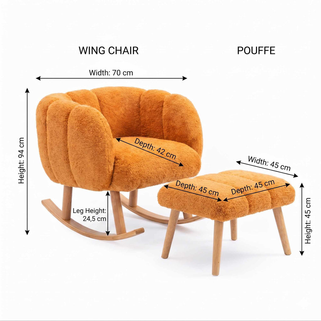 Lotus - Set Fauteuil & Pouf (2 Pièces) - Orange