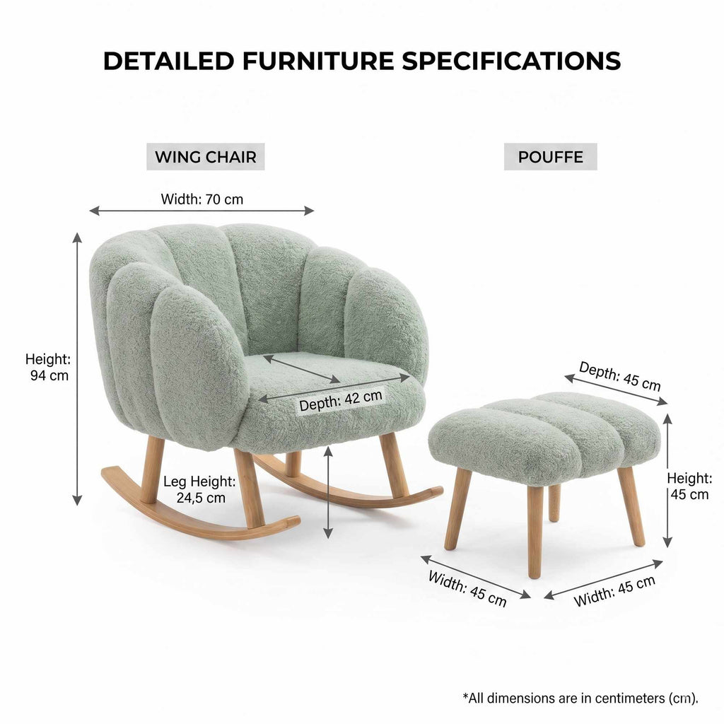 Lotus - Set Fauteuil & Pouf (2 Pièces) - Vert