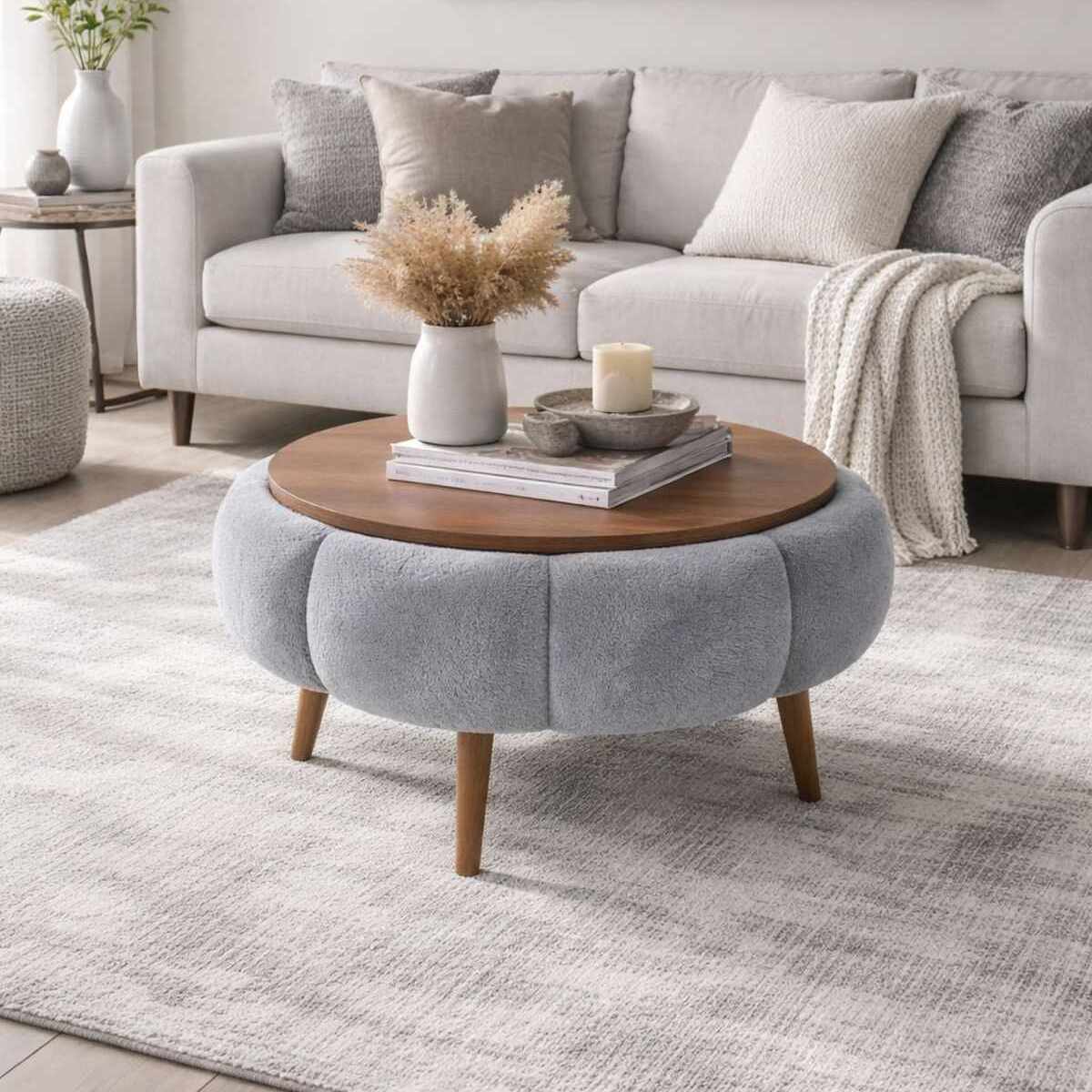 Papatya 60 - Mesa de Centro - Gris/Walnut