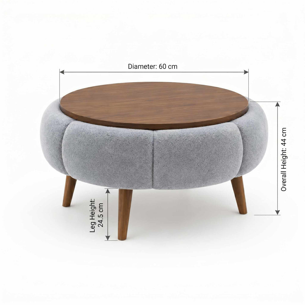 Papatya 60 - Mesa de Centro - Gris/Walnut