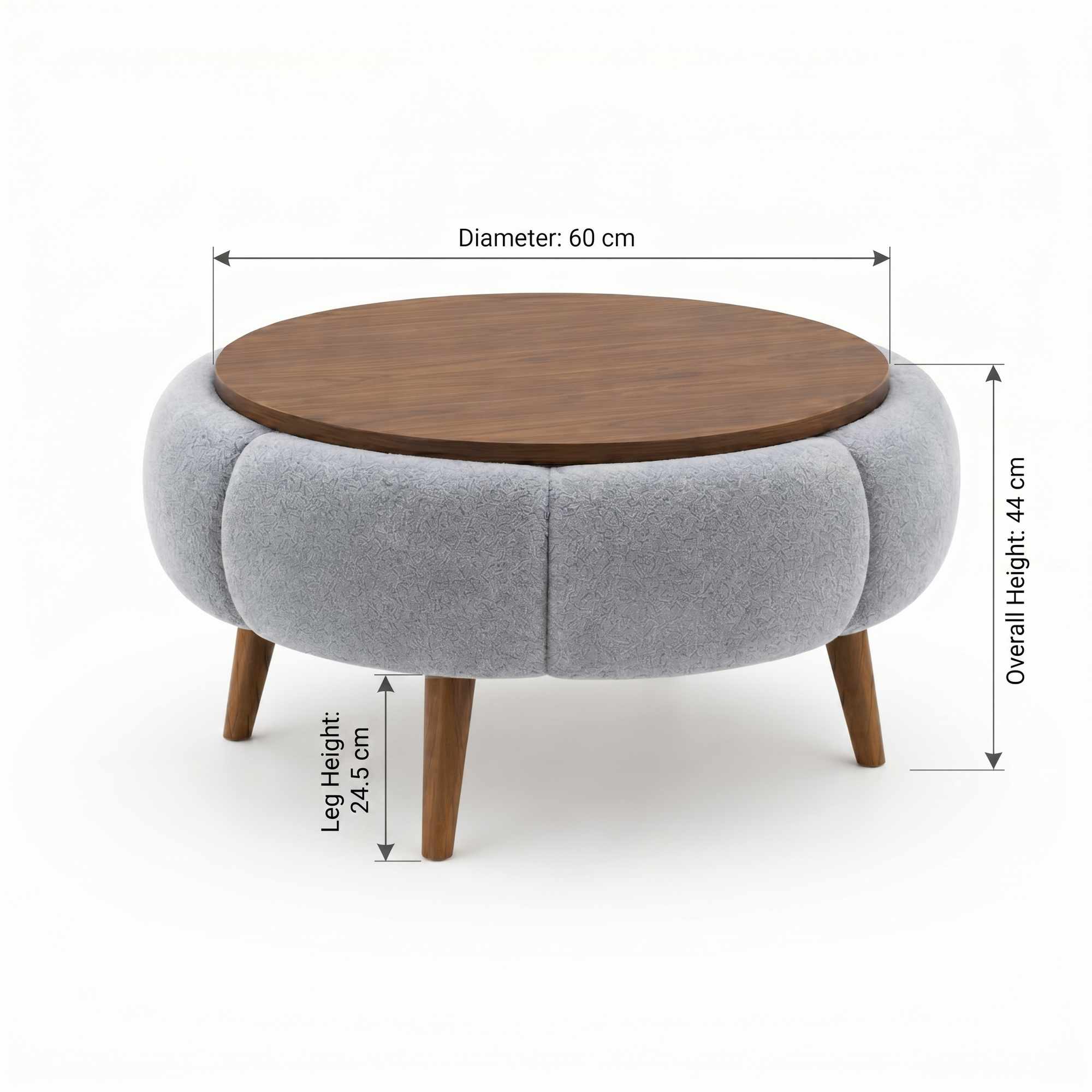 Papatya 60 - Mesa de Centro - Gris/Walnut