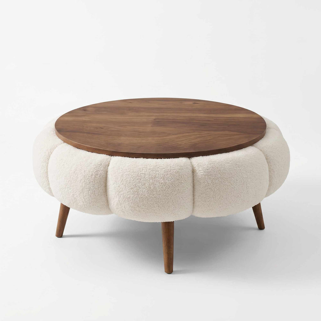Papatya 60 - Mesa de Centro - Blanco/Walnut