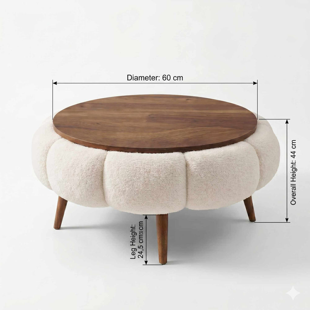 Papatya 60 - Mesa de Centro - Blanco/Walnut