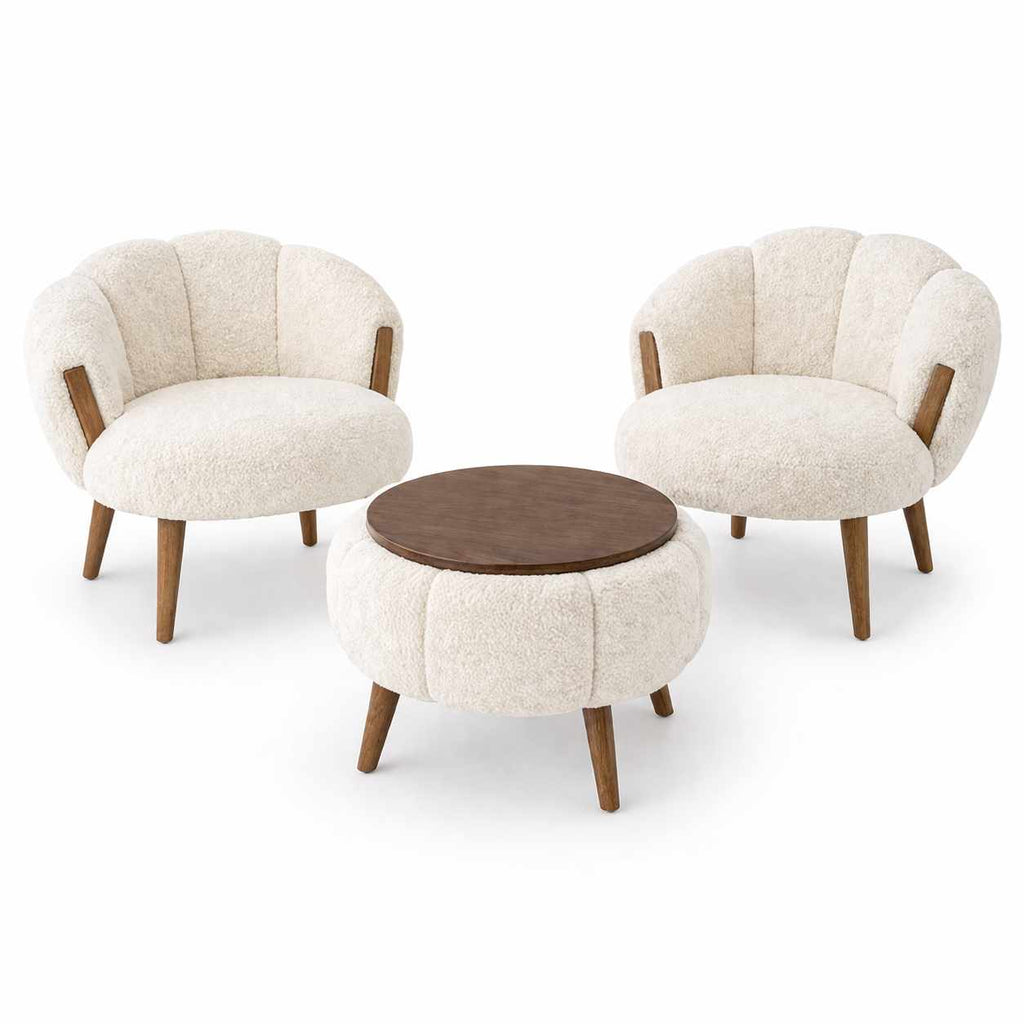 Star - Set de Sillones y Mesa de Centro (3 Piezas) - Blanco