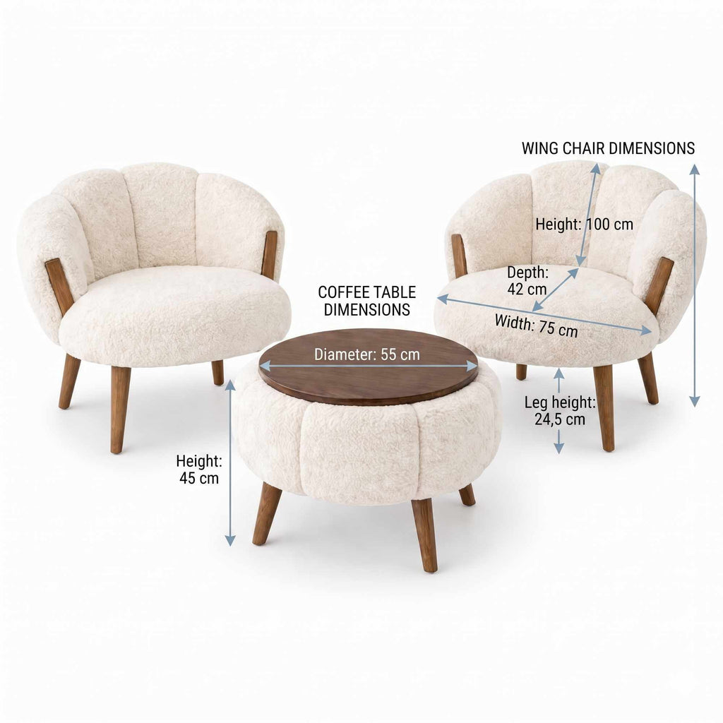 Star - Set de Sillones y Mesa de Centro (3 Piezas) - Blanco