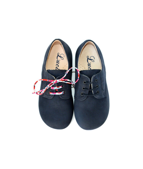 Chaussures Derbies Enfant À Lacets Gaël - Nubuck Bleu Marine - Mixte