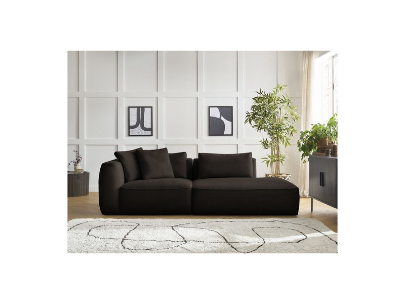 Canapé Droit Fixe 3 Places - Leopold - Velours Côtelé - Angle Droit