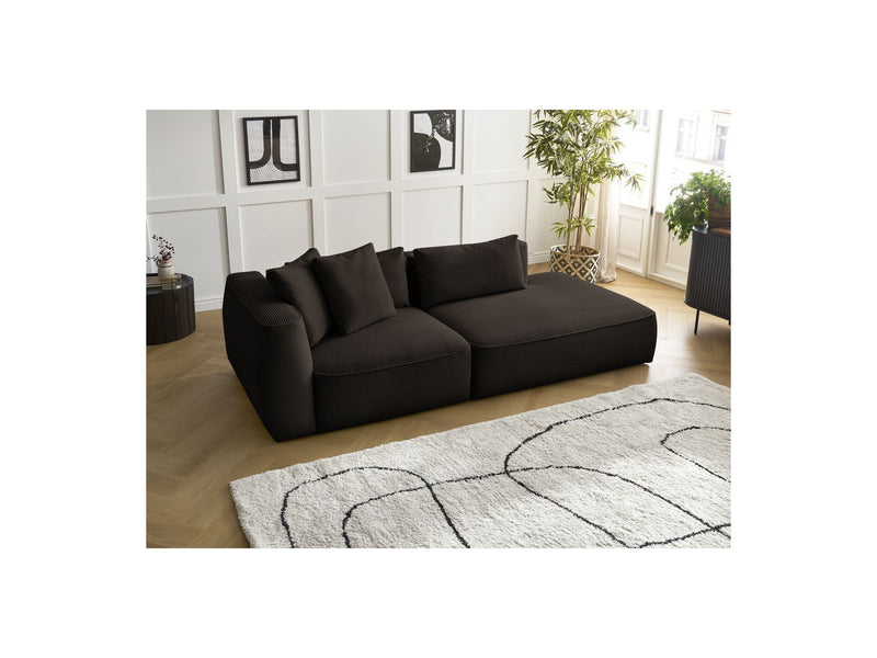 Canapé Droit Fixe 3 Places - Leopold - Velours Côtelé - Angle Droit