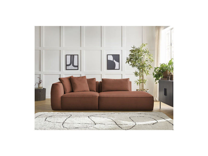 Canapé Droit Fixe 3 Places - Leopold - Velours Côtelé - Angle Droit