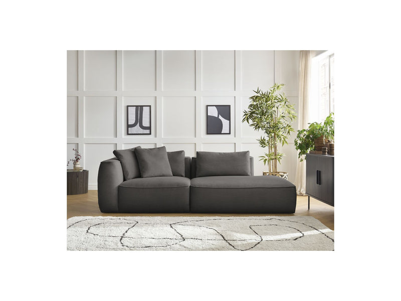 Canapé Droit Fixe 3 Places - Leopold - Velours Côtelé - Angle Droit