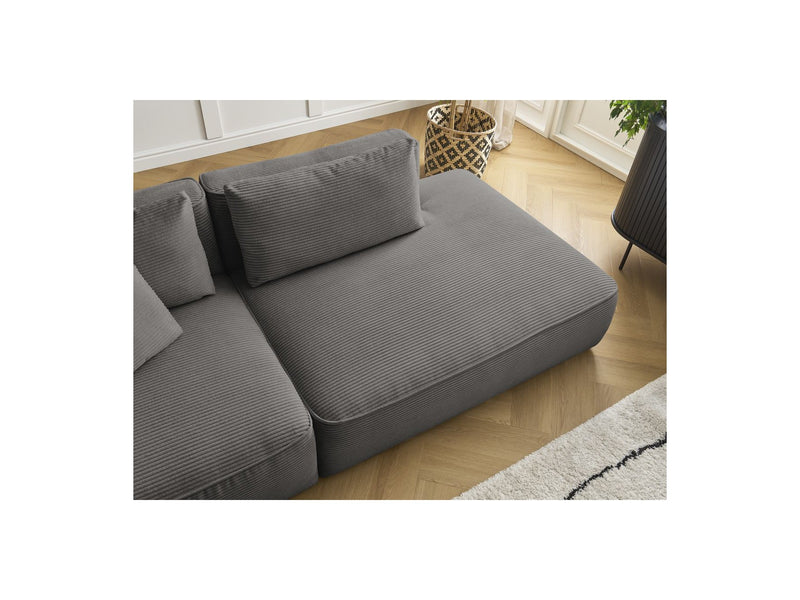 Canapé Droit Fixe 3 Places - Leopold - Velours Côtelé - Angle Droit