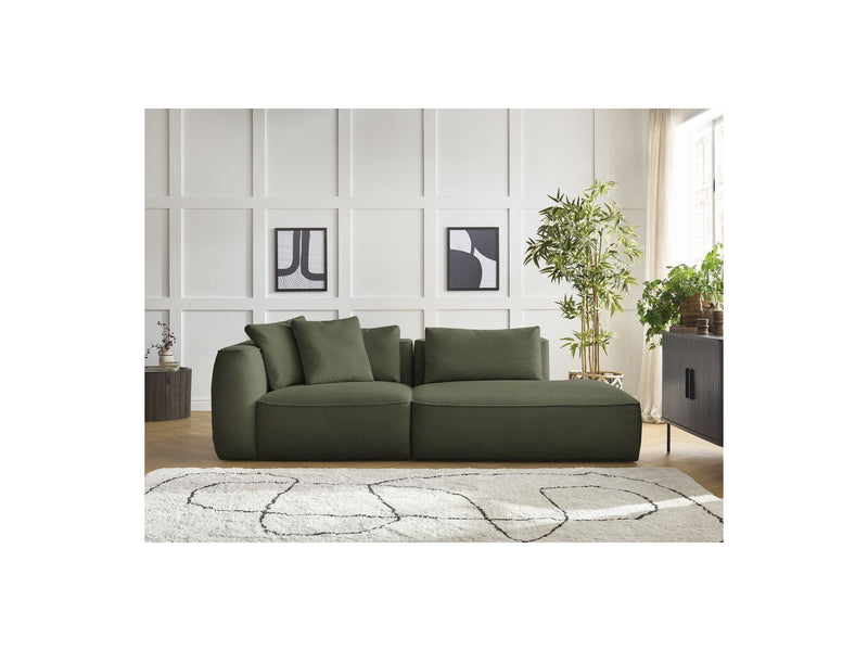 Canapé Droit Fixe 3 Places - Leopold - Velours Côtelé - Angle Droit