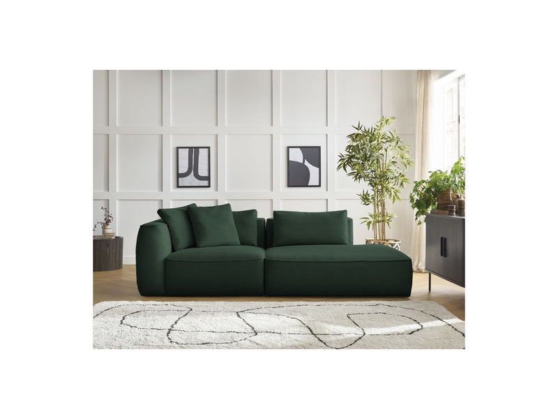 Canapé Droit Fixe 3 Places - Leopold - Velours Côtelé - Angle Droit