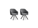 Lot De 2 Chaises Sophie - Tissu Texturé Et Pieds Étoile - Gris Foncé