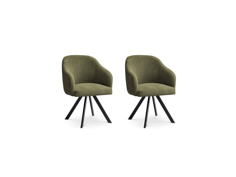 Lot De 2 Chaises Sophie - Tissu Texturé Et Pieds Étoile - Vert