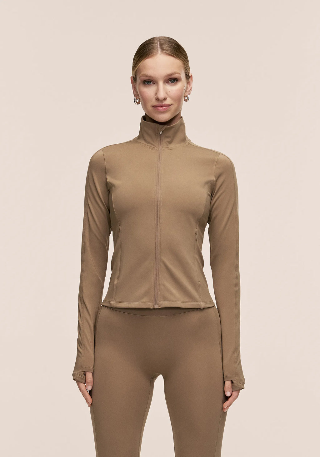 Soft Touch Zip Jacket - Light Khaki