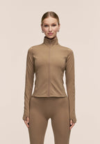 Soft Touch Zip Jacket - Light Khaki