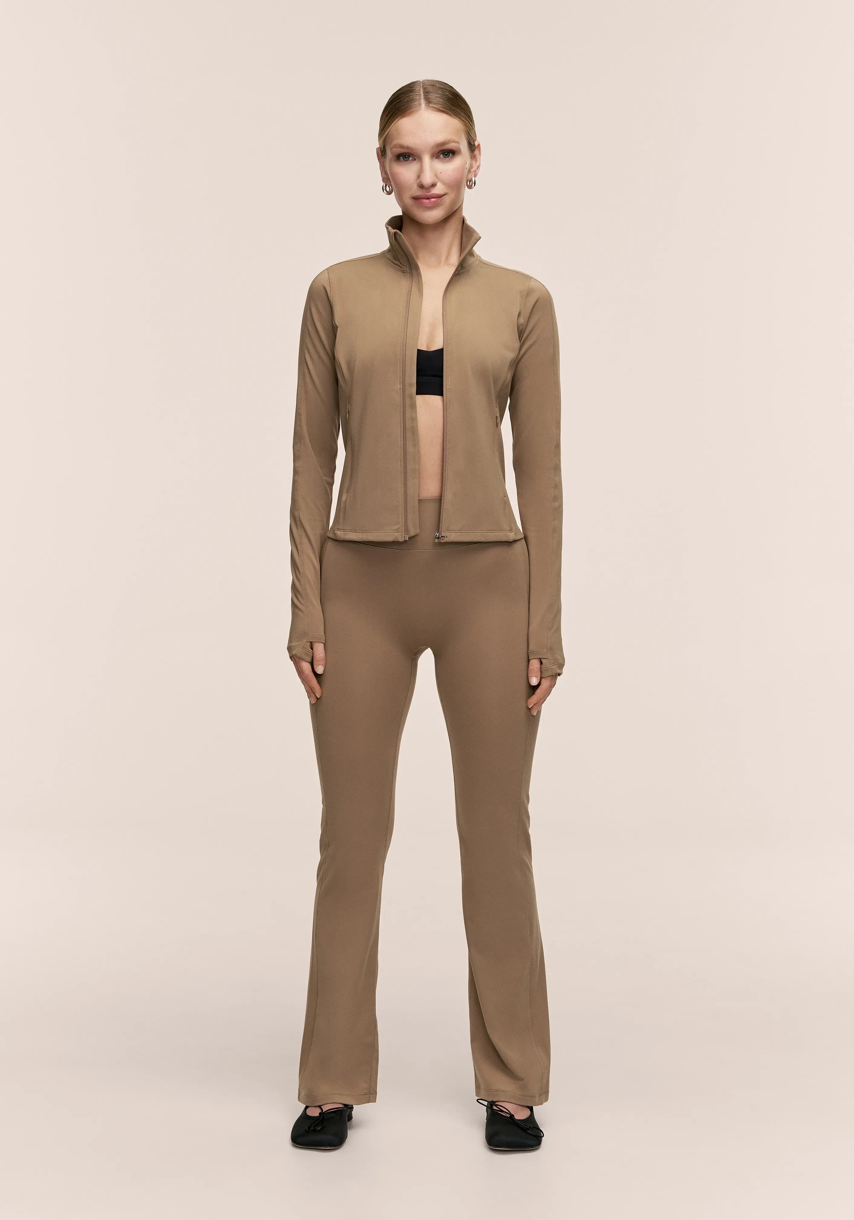 Soft Touch Zip Jacket - Light Khaki