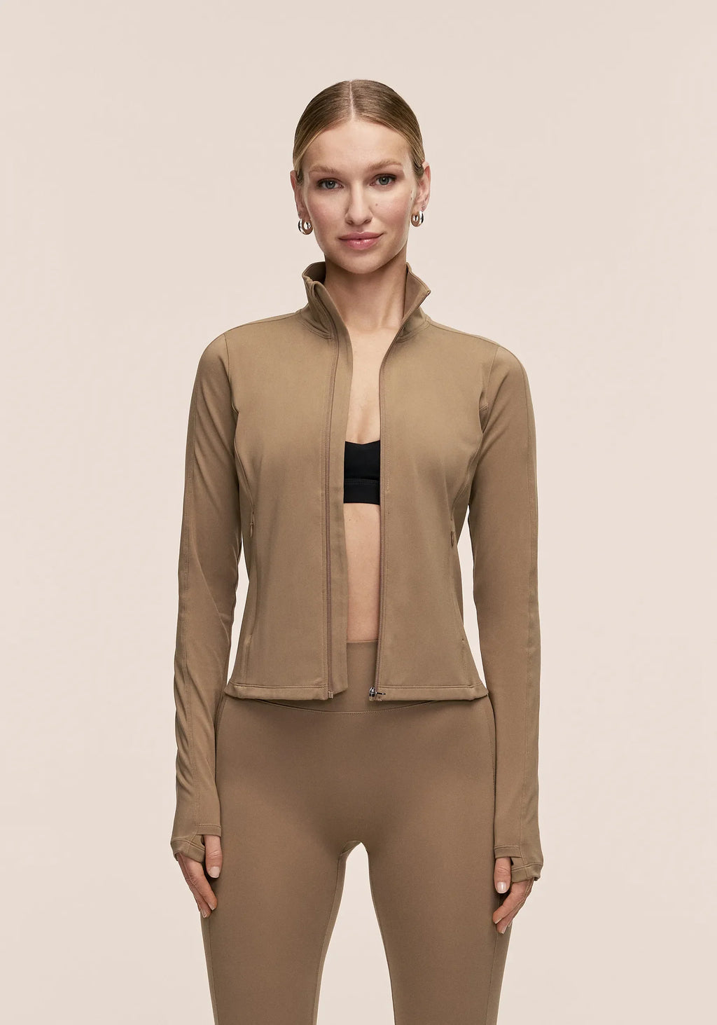 Soft Touch Zip Jacket - Light Khaki