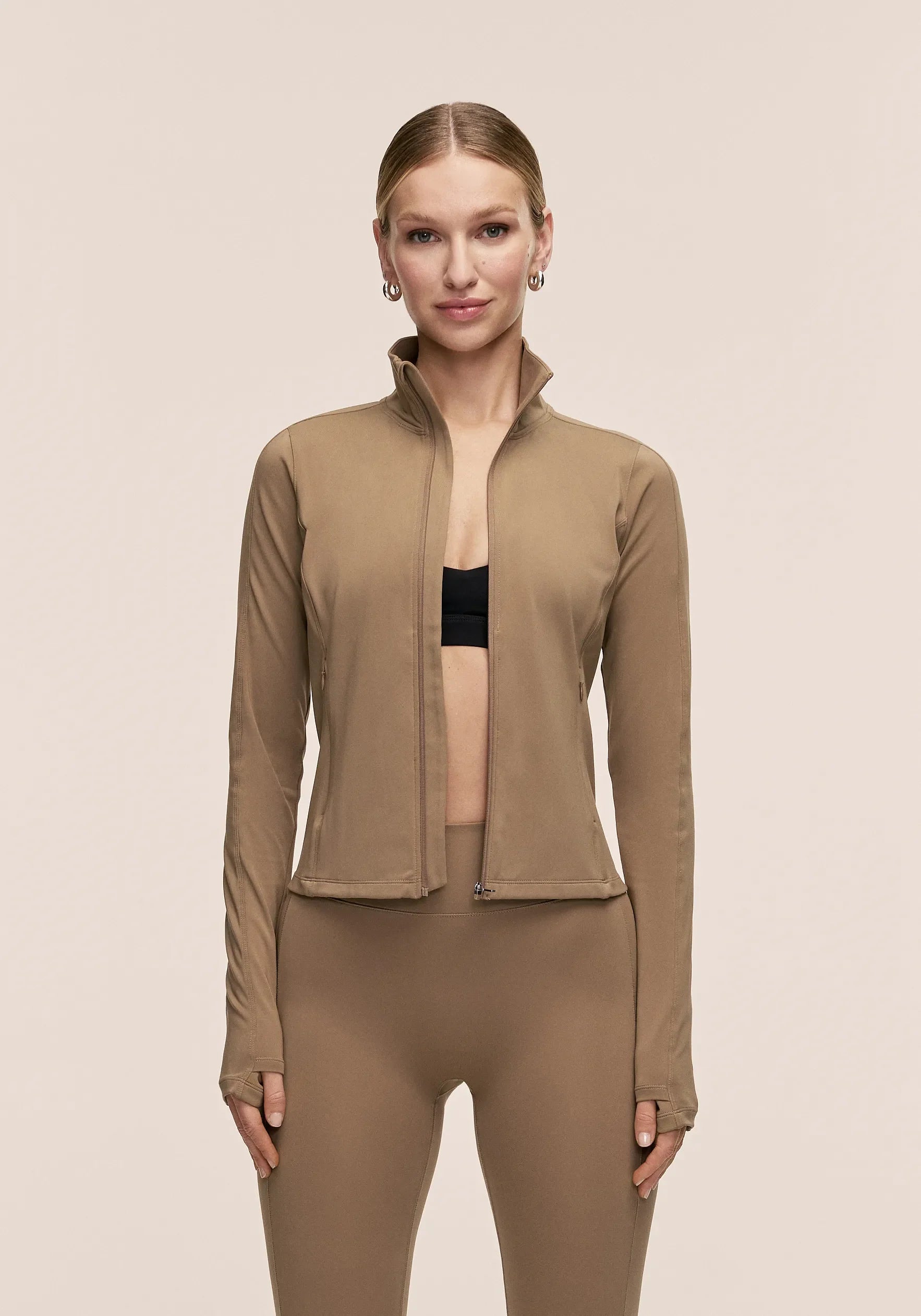 Soft Touch Zip Jacket - Light Khaki