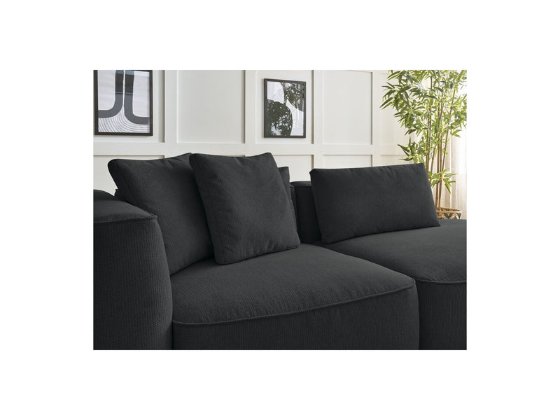 Canapé Droit Fixe 3 Places - Leopold - Tissu Chiné - Angle Droit