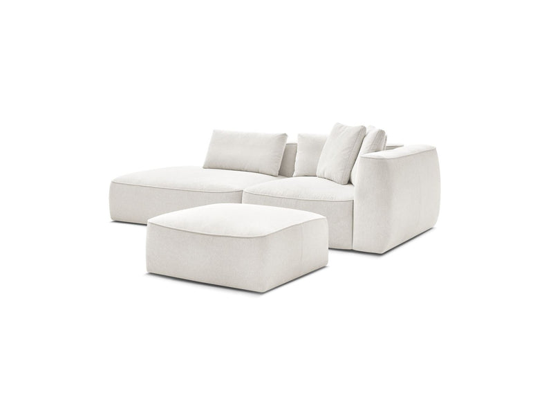 Canapé Droit Fixe 3 Places - Leopold - Avec Pouf - Tissu Chiné - Angle Gauche