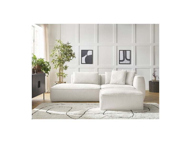 Canapé Droit Fixe 3 Places - Leopold - Avec Pouf - Tissu Chiné - Angle Gauche