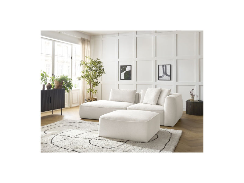 Canapé Droit Fixe 3 Places - Leopold - Avec Pouf - Tissu Chiné - Angle Gauche