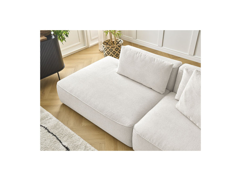 Canapé Droit Fixe 3 Places - Leopold - Avec Pouf - Tissu Chiné - Angle Gauche