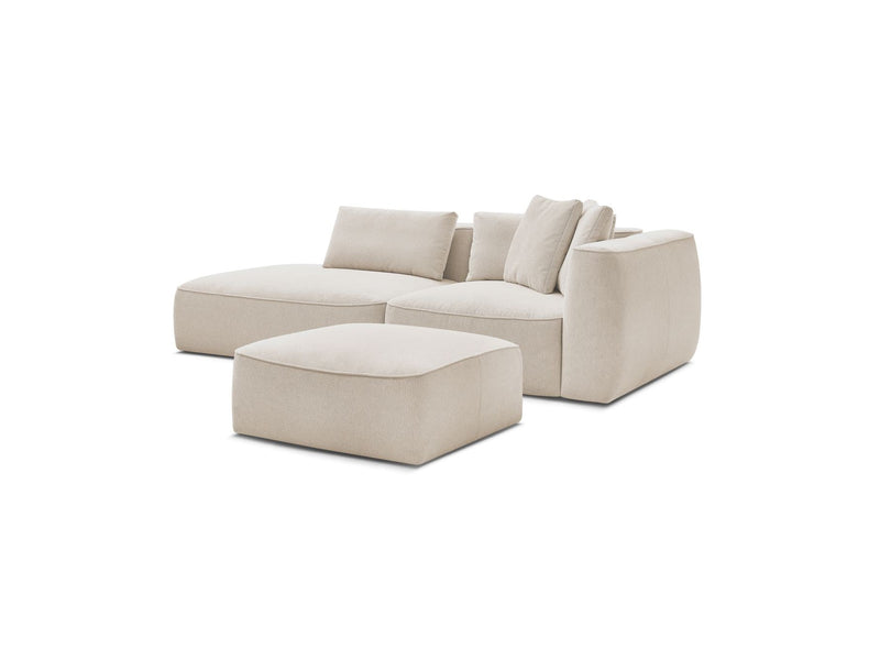 Canapé Droit Fixe 3 Places - Leopold - Avec Pouf - Tissu Chiné - Angle Gauche